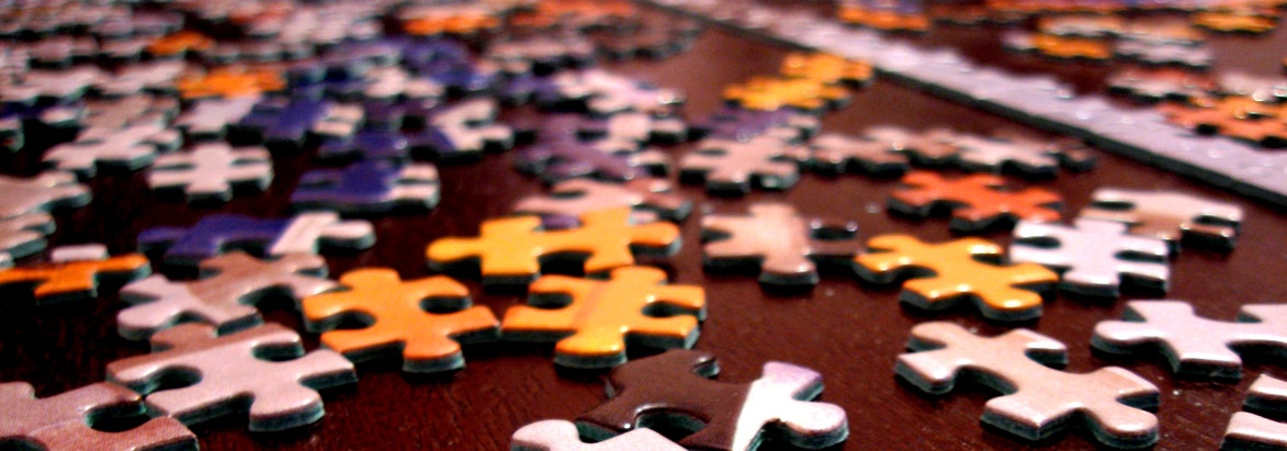 Puzzle pieces on a desk